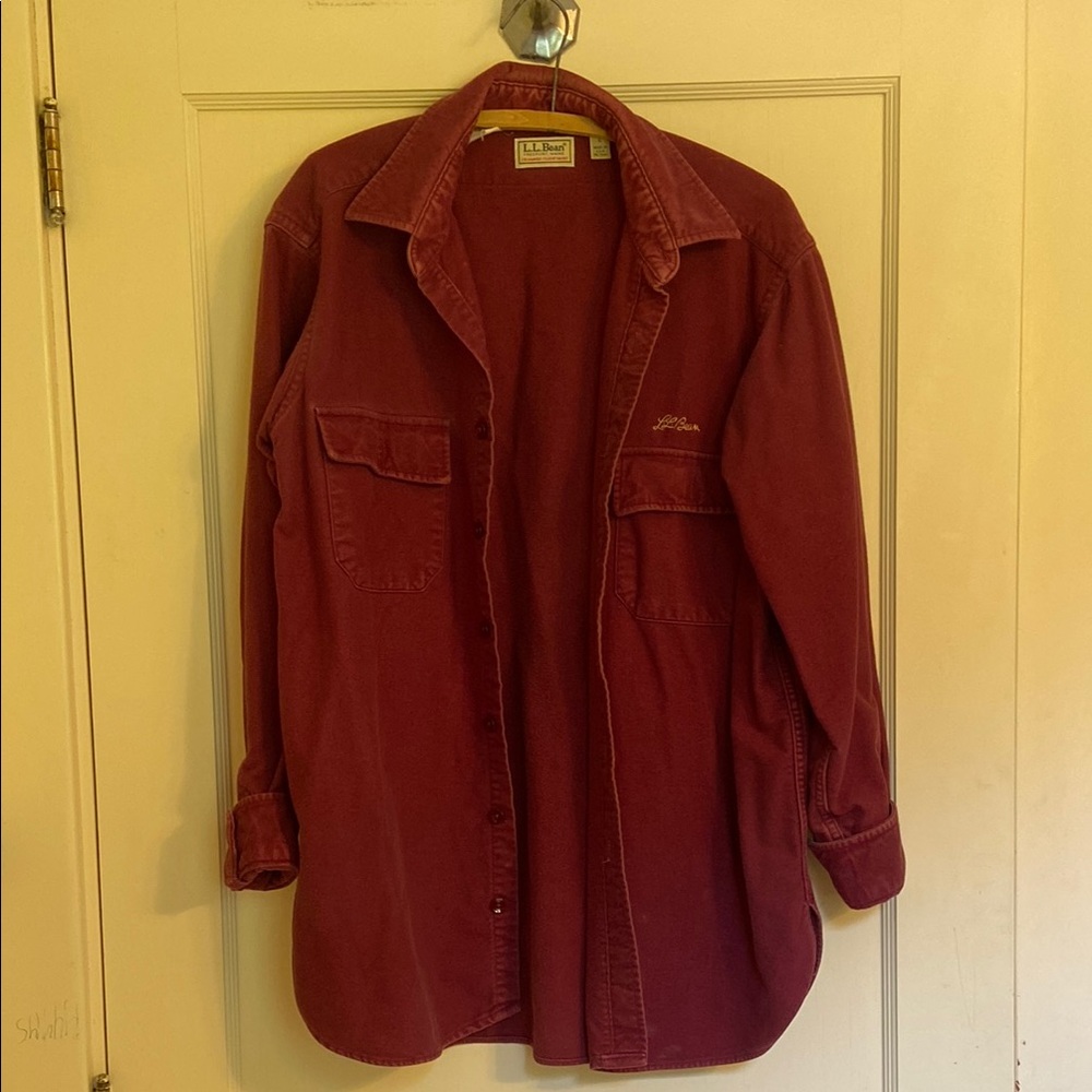 L.L. Bean Red Casual Button Down Shirt
